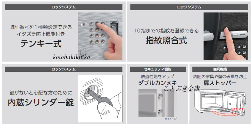 初回限定お試し価格】 オフィス家具通販のオフィスコムエーコー 家庭用 小型 耐火金庫 指紋認証 テンキー式 プッシュ式 ダブルロック DFS1-FE 